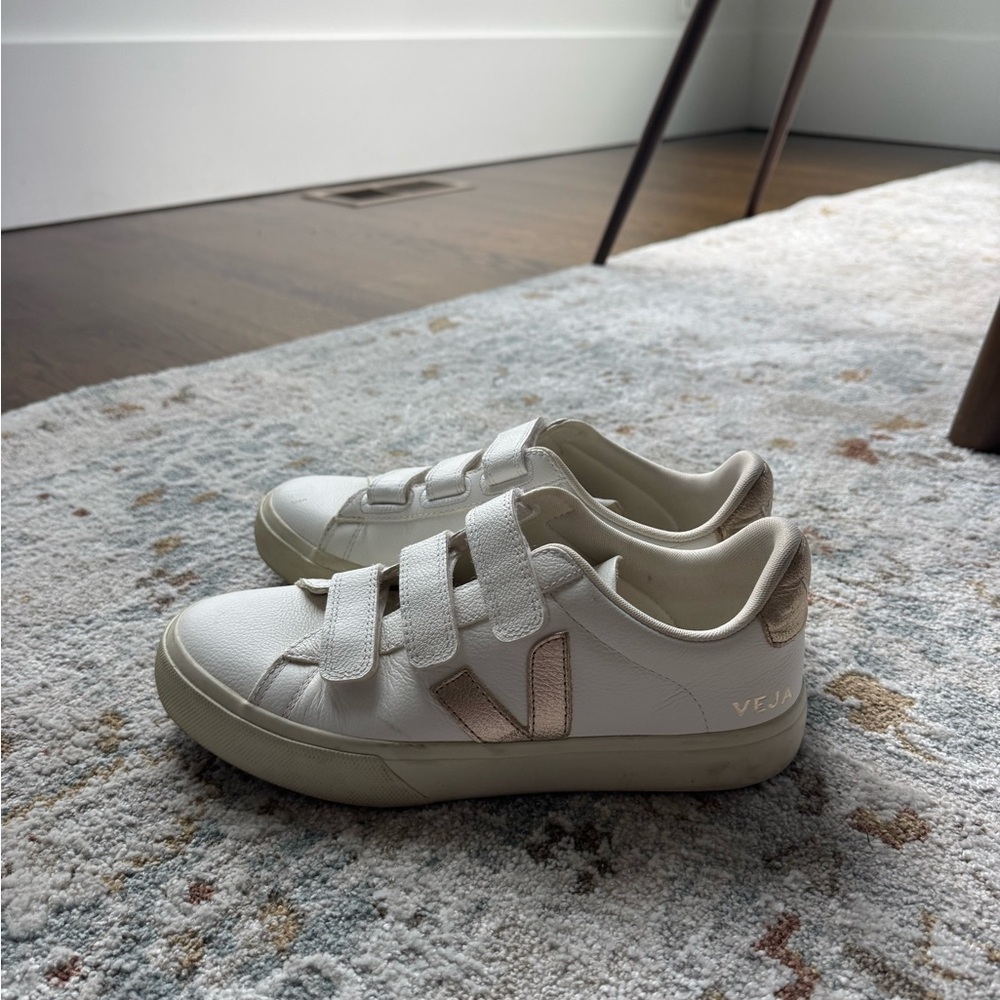 White and rose gold Veja sneakers